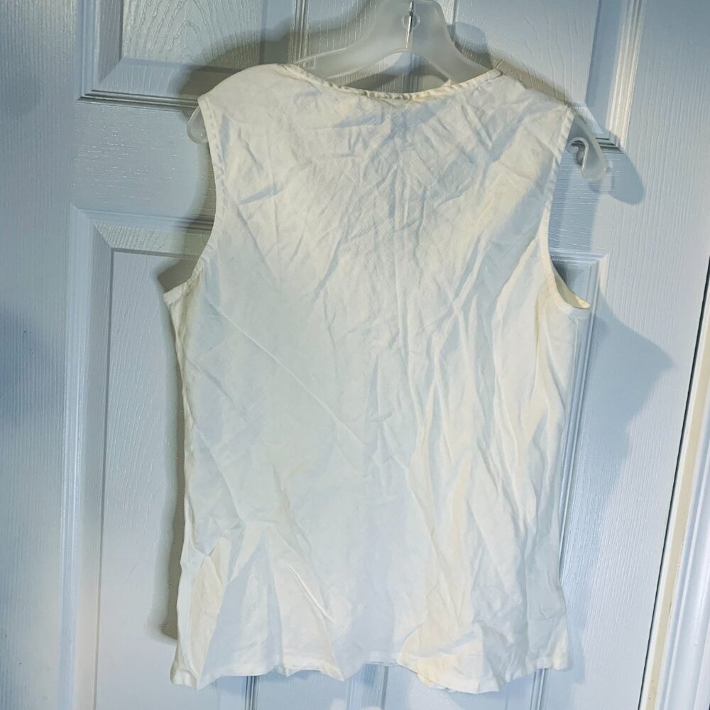 TSD Two Star Dog Hemp Blend Tank Top Women's Size M NEW White Made in USA VNeck - Picture 2 of 5